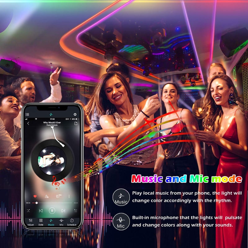 AILBTON Led Strip Lights,82ft Led Light Strips Music Sync Color Changing RGB Led Strip Built-in Mic,Bluetooth led Lights App Control with Remote,5050 RGB Rope Light Strip - Image 4